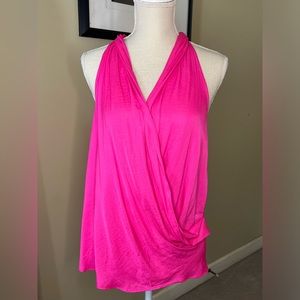 Hot pink silky sleeveless racer back v neck top by Naked Zebra. Size M